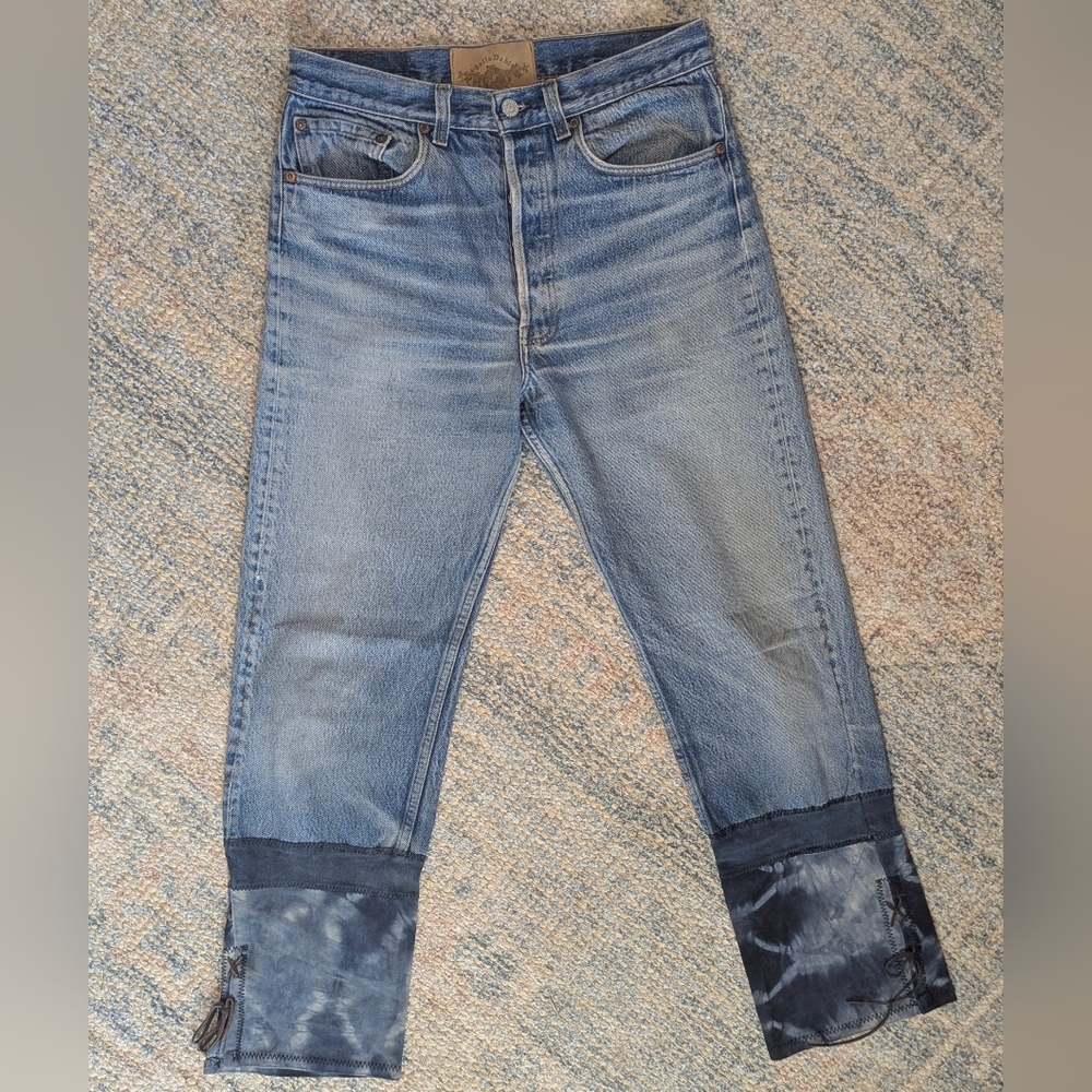 Levi's Blue Ankle Cropped Jeans with Distressed Details